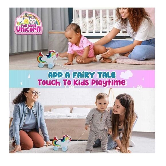 NIB Ratatoys Wooden Toys Unicorn Baby Toy Pull Along for 1 Year Old and Above - Picture 5 of 8